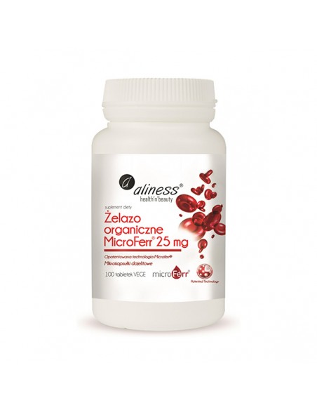 ALINESS Żelazo Organiczne MicroFerr 25mg 100veg tab